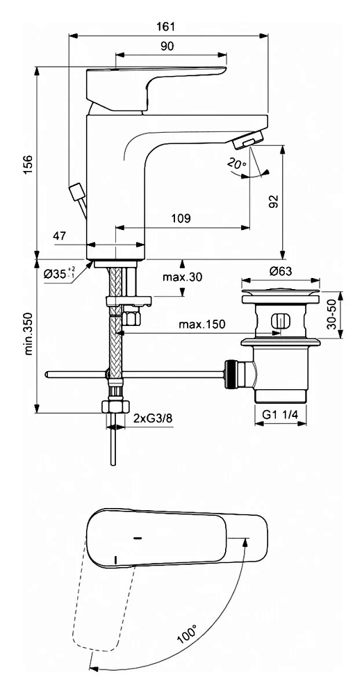 Смеситель для раковины Ideal Standard Ceraplan III B0970AA хром