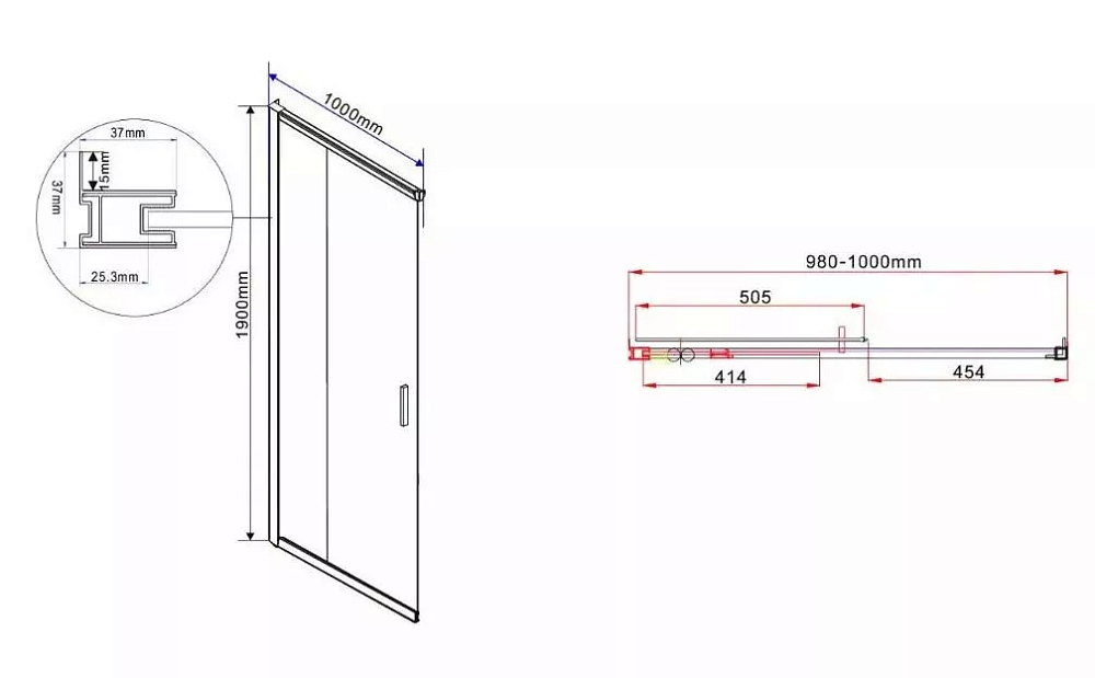 Душевая дверь Vincea Garda VHC-1G100CGB 100 см, профиль черный, стекло тонированное