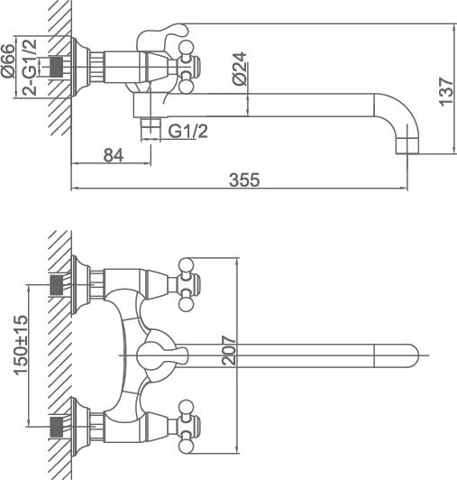 Смеситель D&K Hercules Hessen DA1423341 для ванны с душем