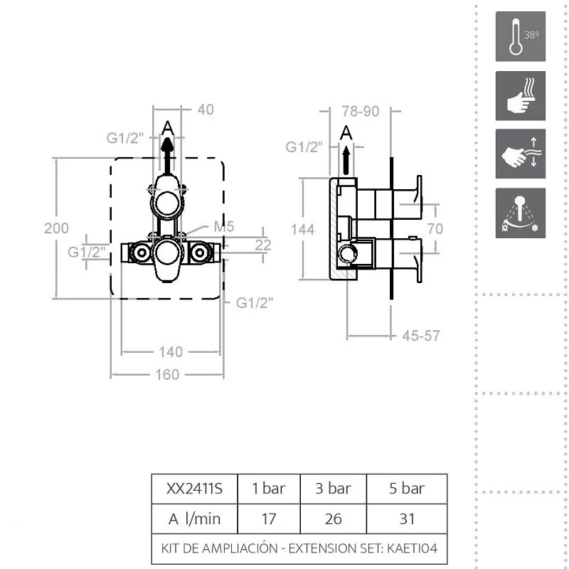 Смеситель для душа Ramon Soler Alexia 362411SOC золото