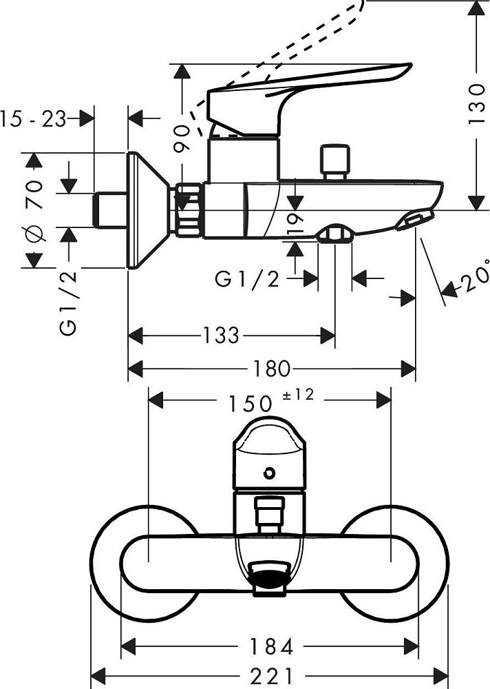 Смеситель для ванны hansgrohe Logis E 71415000