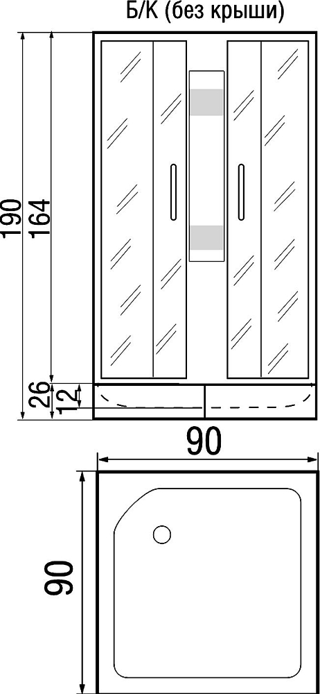 Душевая кабина River Neva 90/26 MT без крыши