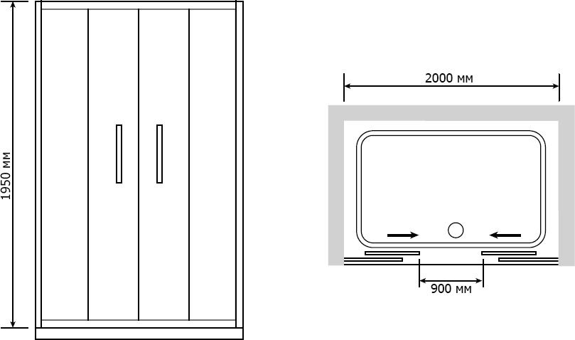 Душевая дверь в нишу RGW Passage PA-11 (2000-2040)x1950 профиль хром стекло матовое