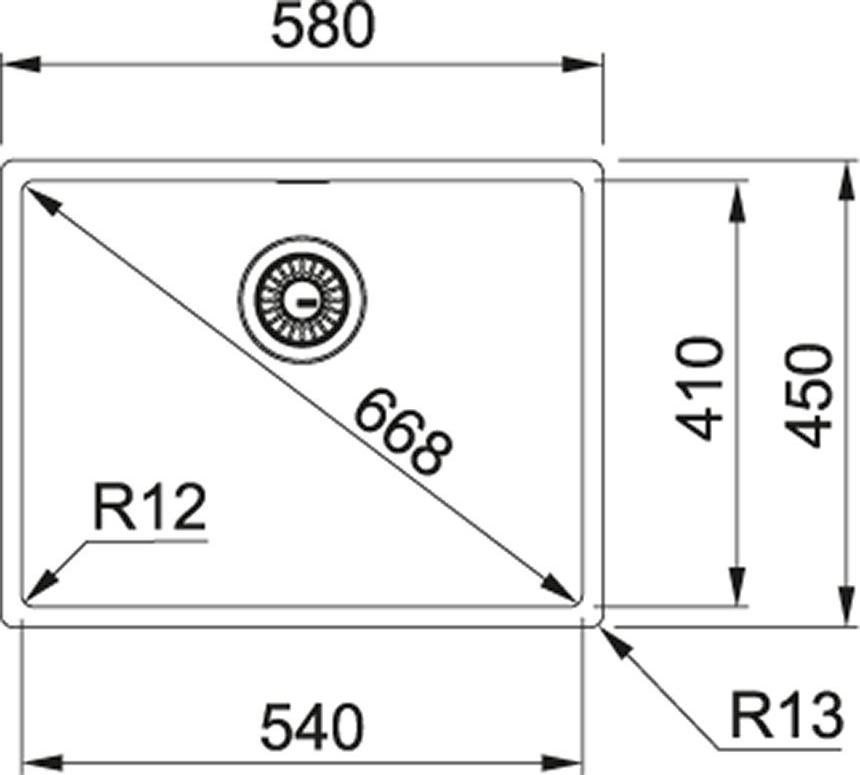 Кухонная мойка 58 см Franke Box BXX 210/110-54 127.0453.660, нержавеющая сталь