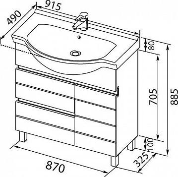 Тумба с раковиной Aquanet Доминика 90 L 00241325 белый
