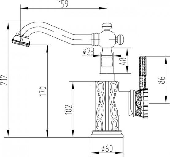 Смеситель Zorg Antic A 114U-BR для раковины