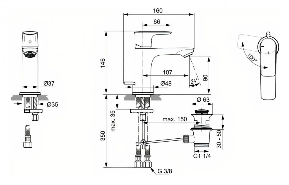 Смеситель для раковины Ideal Standard Connect Air A7008AA хром