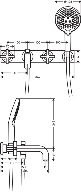 Смеситель для ванны Axor Citterio 39441310, красное золото