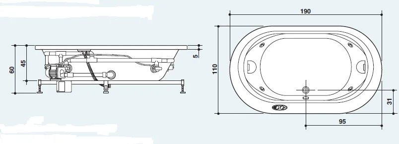 Акриловая ванна Jacuzzi Opalia 9443-135A/9H23-5140 белый