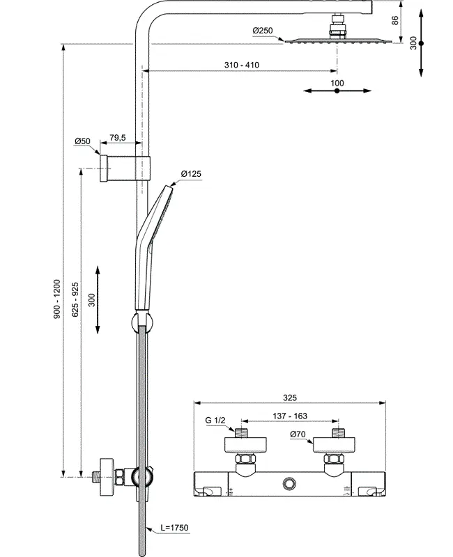 Душевая система Ideal Standard Ceratherm A7704AA хром