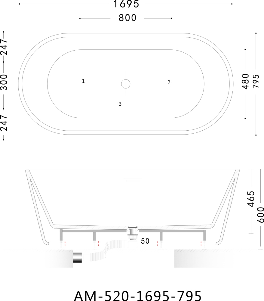 Акриловая ванна Art&Max 170x80 AM-520-1695-795, белый