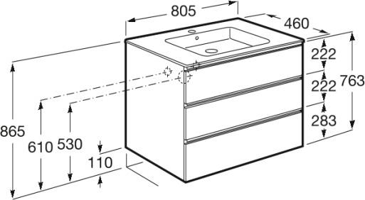 Тумба под раковину Roca The Gap 80 A857406806, белый глянец