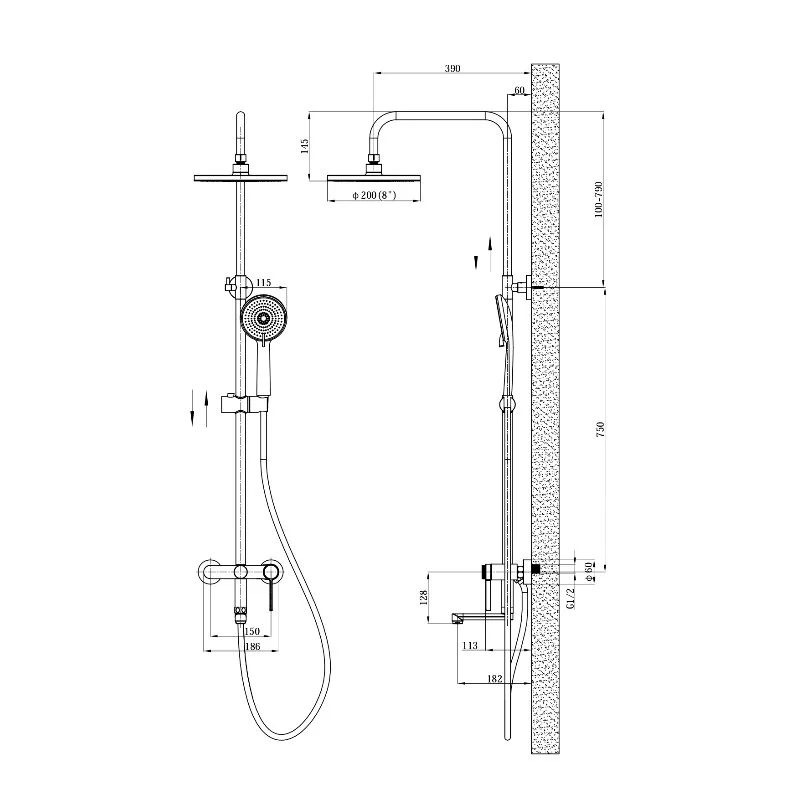 Душевая система Esko Canberra ST260CRGold золото