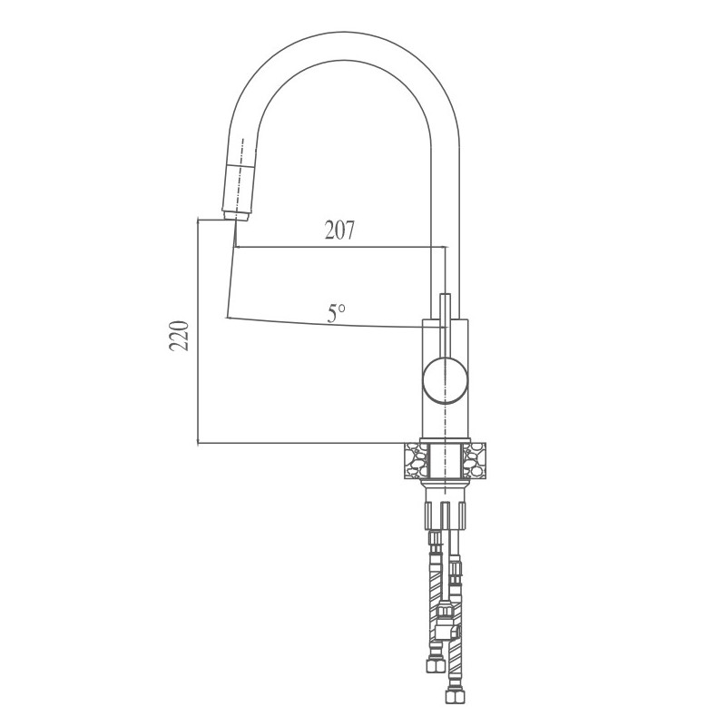 Смеситель для кухни Haiba HB70304-5 сталь