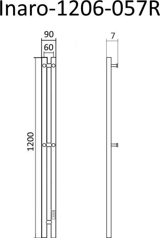 Полотенцесушитель электрический Маргроид Inaro 120x6 Inaro-1206-057R правый, хром