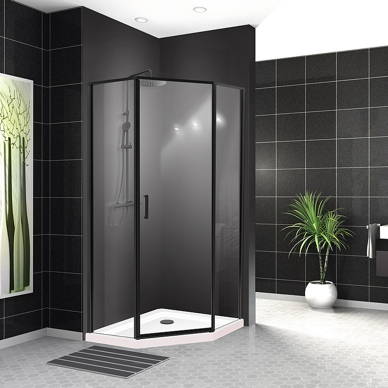 Душевой уголок BelBagno UNO-195-P-1-90-C-NERO 90x90, профиль черный, стекло прозрачное