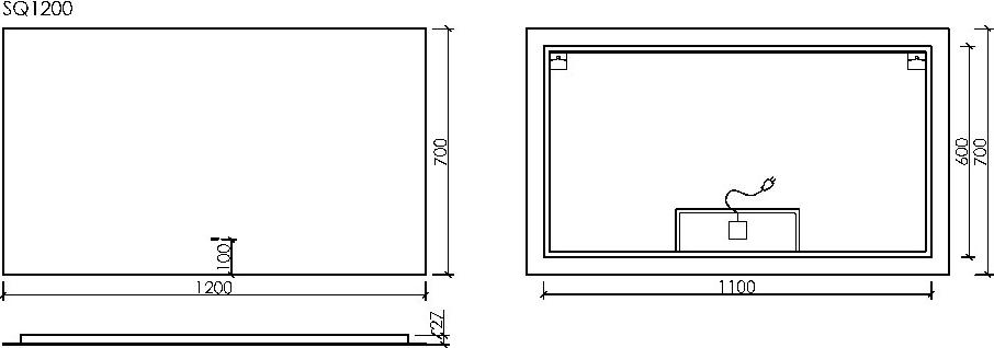 Зеркало Sancos Square 120х70 SQ1200