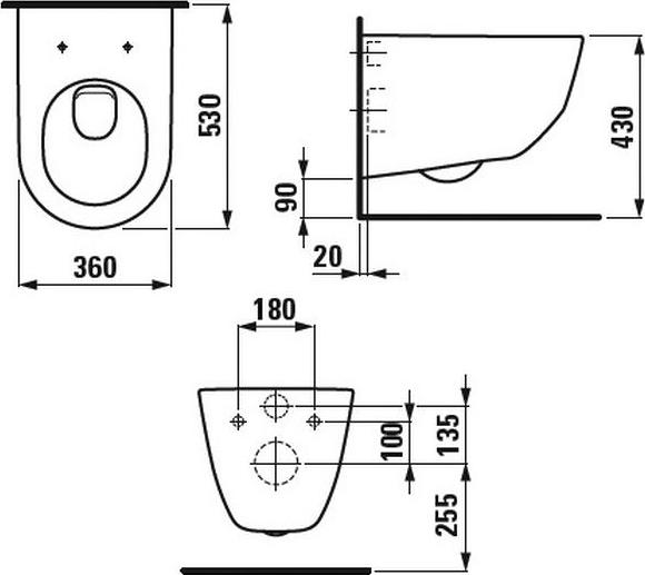 Подвесной унитаз Laufen Pro Rimless 8.2096.6.000.000.1 без ободка