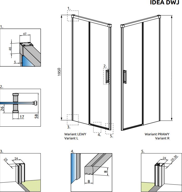 Душевая дверь в нишу Radaway Idea DWJ 150 L