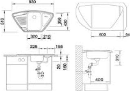 Кухонная мойка 93 см Blanco Classic 9e 521342 шампань