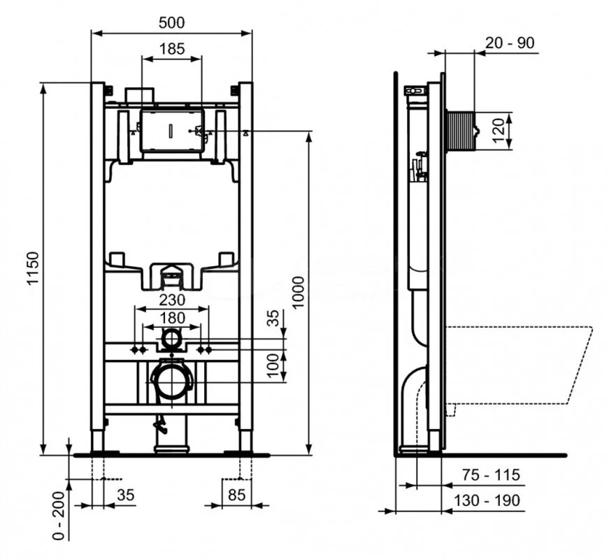 Инсталляция Ideal Standard Prosys 2.0 с унитазом Stworki Хельсинки Clean On DPL EO slim 63429, R0464AC/63429