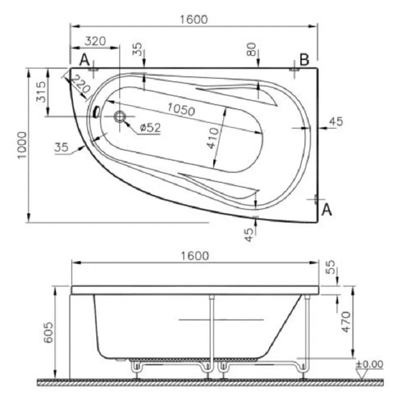 Акриловая ванна VitrA 160х100 52690001000 белый