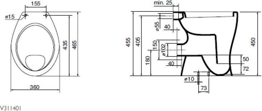 Приставной унитаз Ideal Standard Eurovit V311401