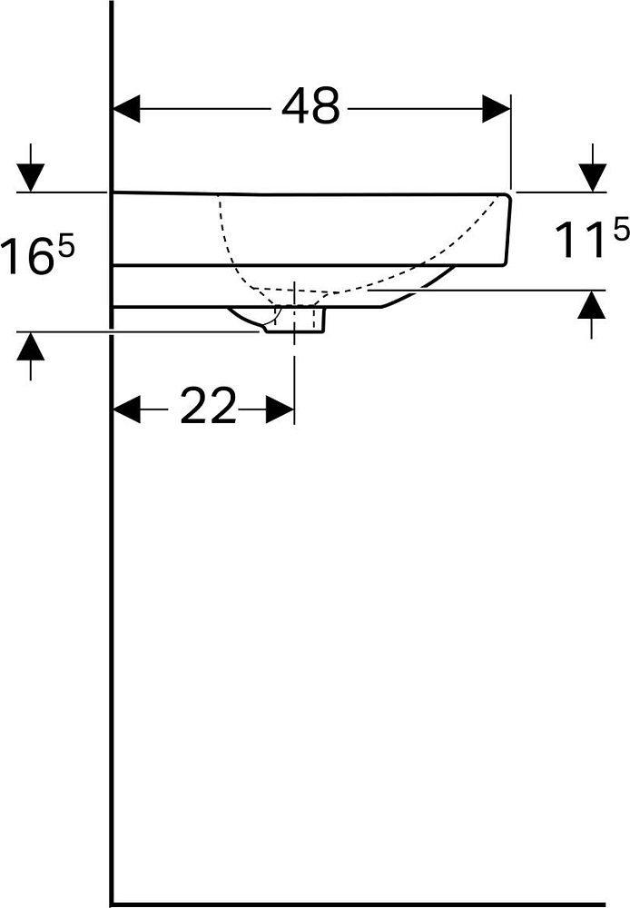 Раковина 48x75 Geberit Smyle Square 500.249.01.1, белый