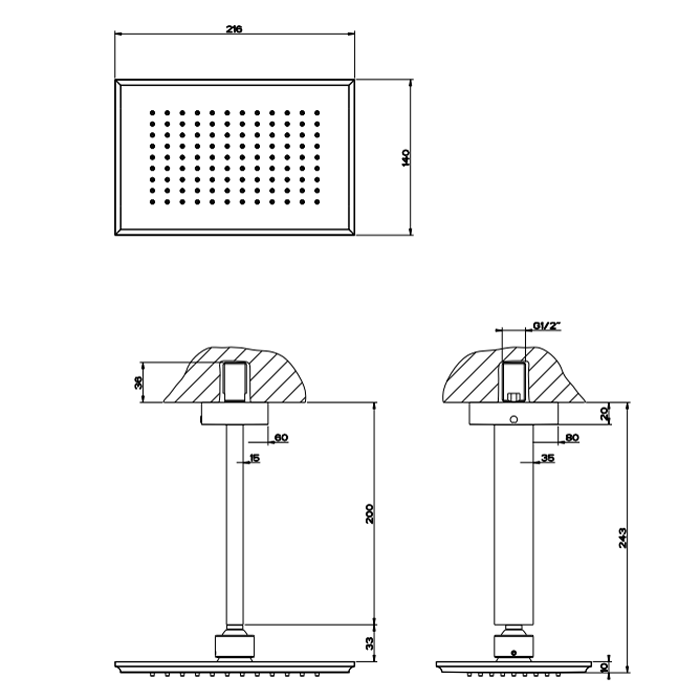 Верхний душ с кронштейном Gessi Eleganza 46152#031, хром