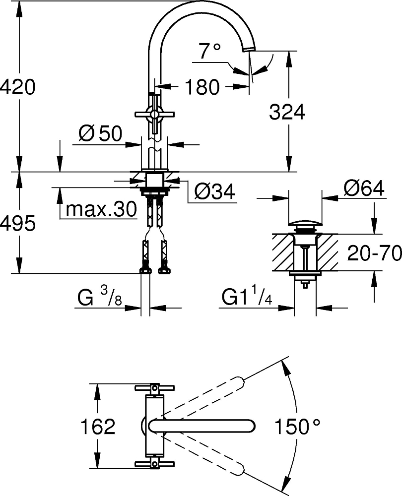 Смеситель для раковины Grohe Atrio New 21044DC3 суперсталь