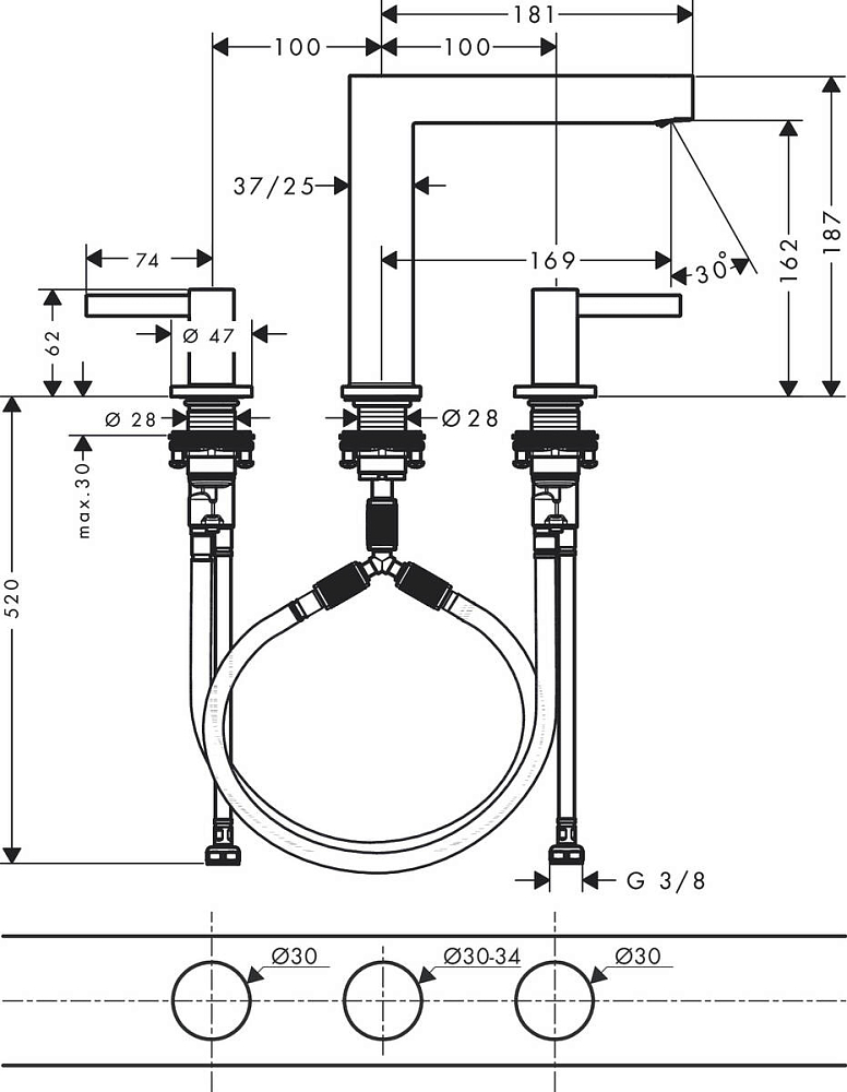 Смеситель для раковины Hansgrohe Finoris 76034670, матовый чёрный