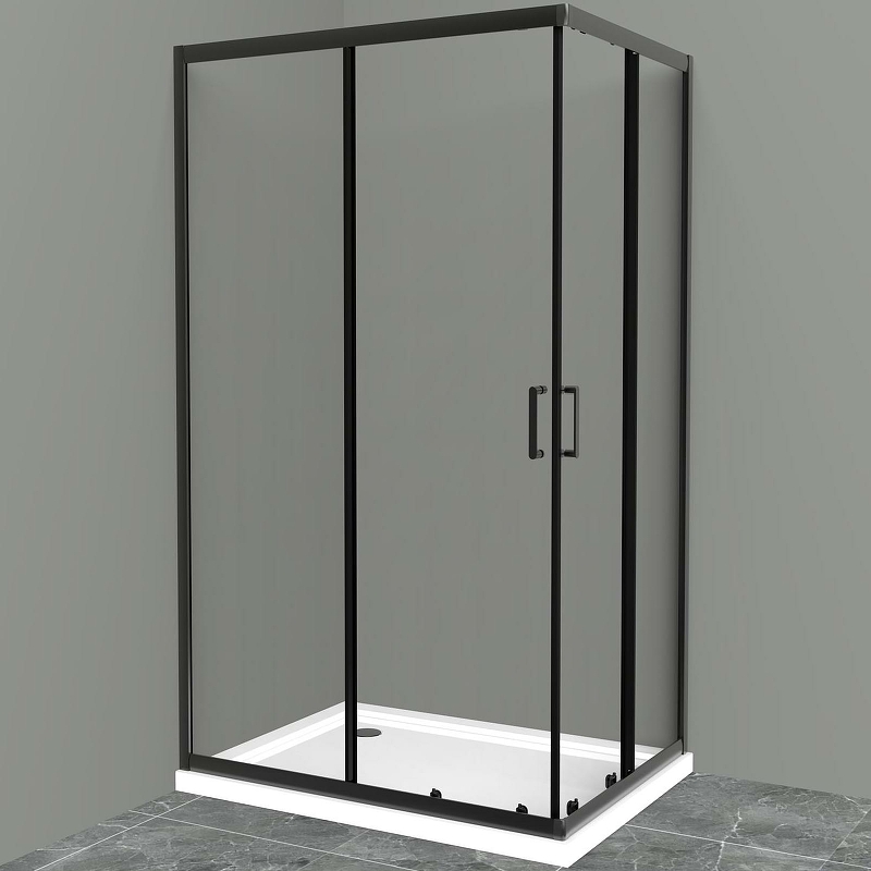 Душевой уголок BelBagno UNO-195-AH-2-100/80-C-NERO 100x80, профиль черный, стекло прозрачное