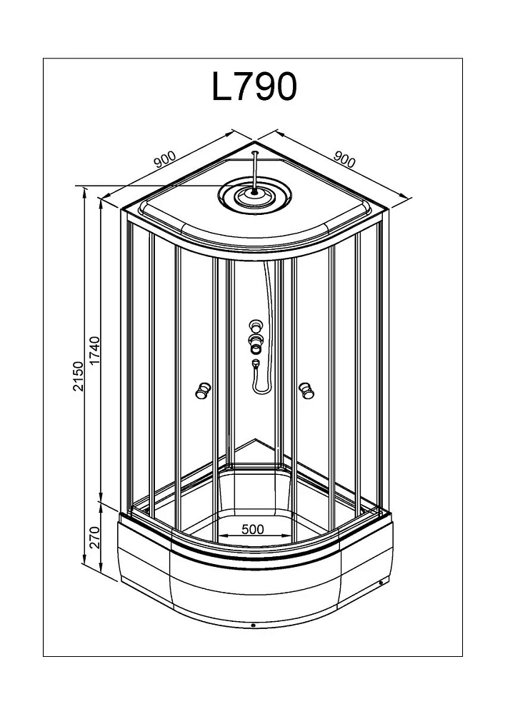 Душевая кабина Deto L L790GM+EL