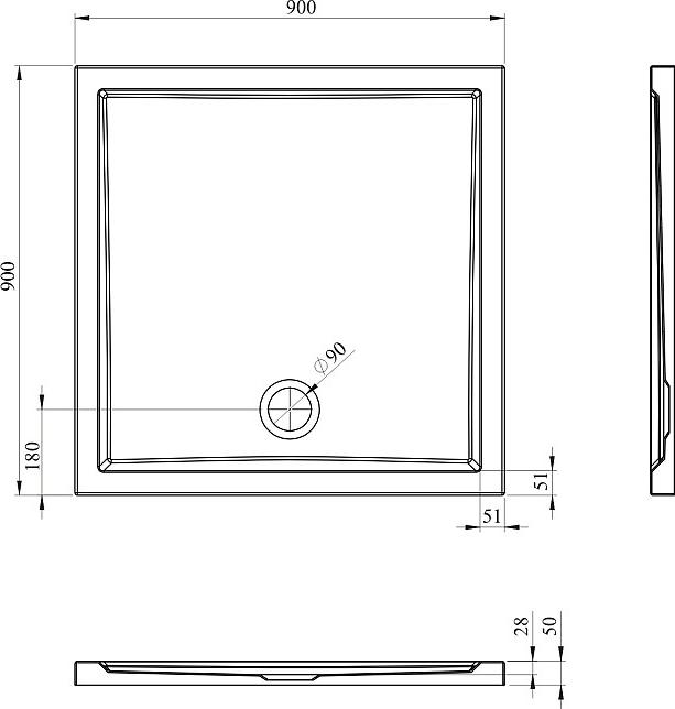 Душевой поддон Lavinia Boho One 90x90 3701490S, белый