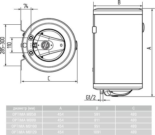 Накопительный водонагреватель Metalac Оptima MB 100 R 108872 100 л белый