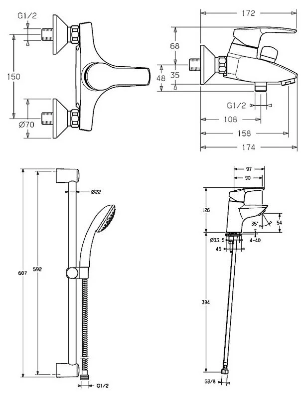 Смеситель для ванны с душем Hansa Polo 46410200 хром