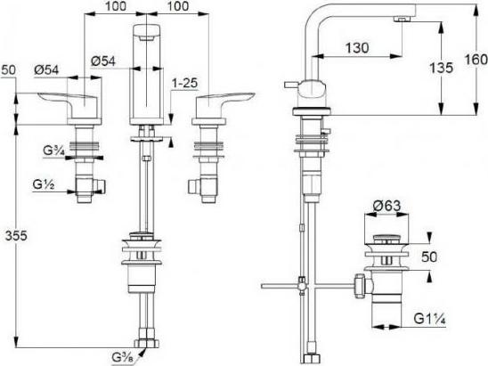 Смеситель для раковины Kludi Pure&Solid 343940575, хром