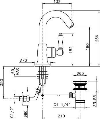 Смеситель для раковины Nicolazzi El Capitan 3454BZ75C, бронза