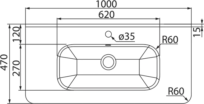 Раковина 100 см Iddis Wash Basin 0101000i28, белый