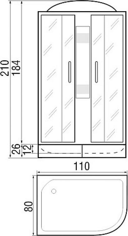 Душевая кабина 120*90*210см NARA 120/90/46 МТ R