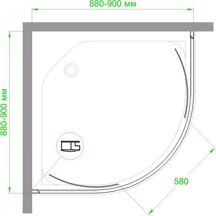 Душевой уголок Royal Bath 90x90 RB90HKD-T-BL, профиль черный стекло прозрачное