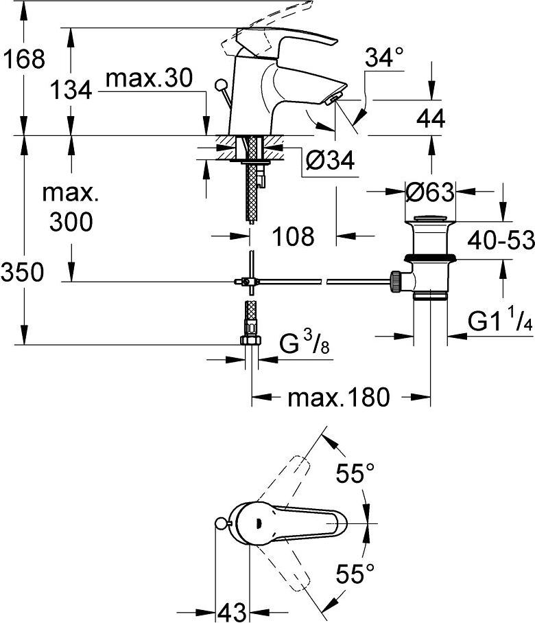 Смеситель для раковины Grohe Eurostyle 3355200E