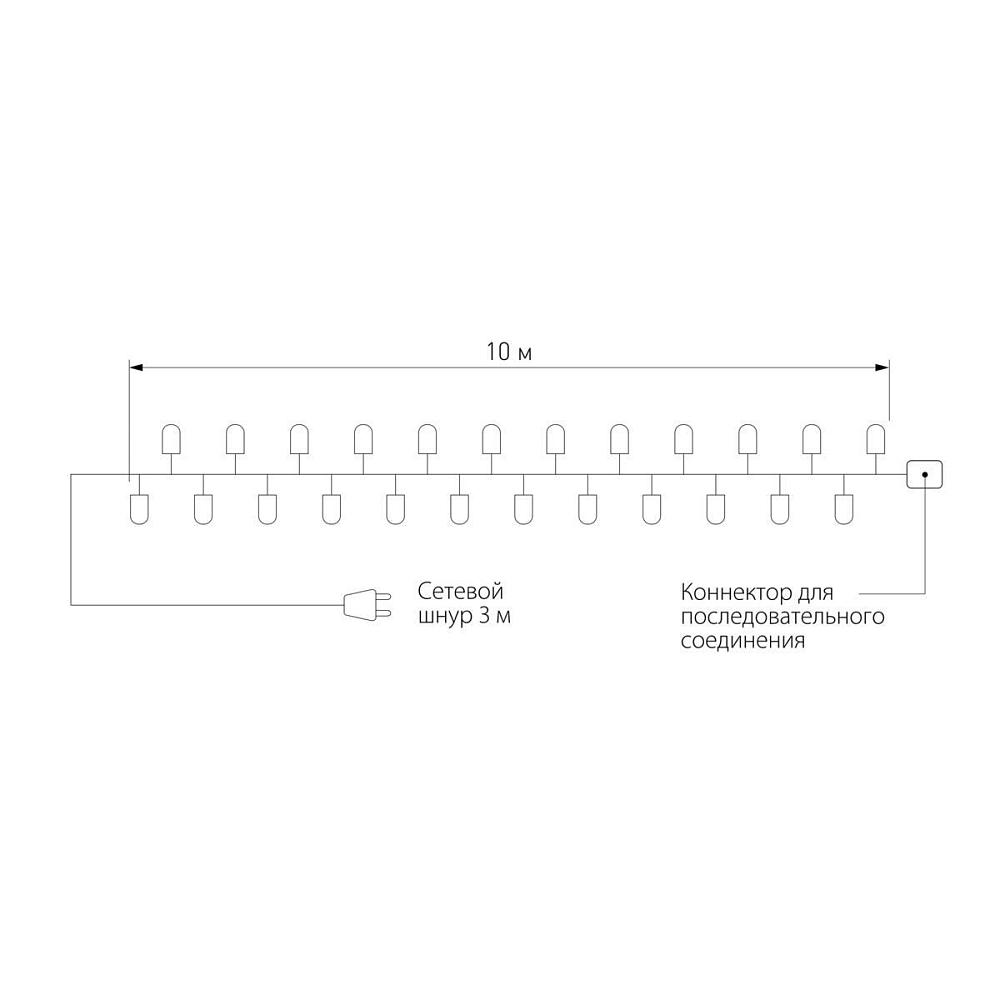 Гирлянда Eurosvet нить 10м IP65 400-101 мульти с мерцанием