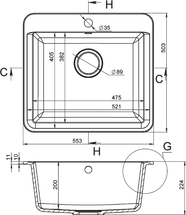 Мойка кухонная Domaci Парма V-420 черная