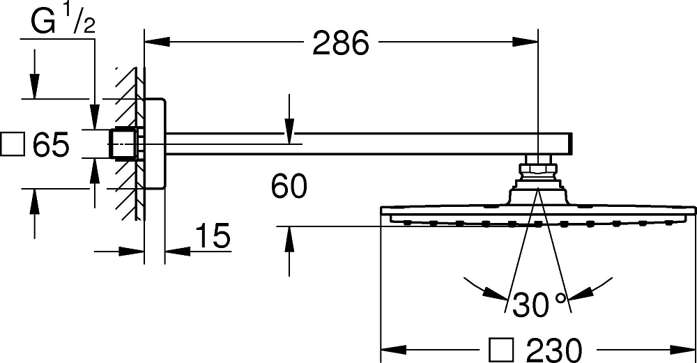 Верхний душ Grohe Rainshower Allure 230 26054000 с кронштейном