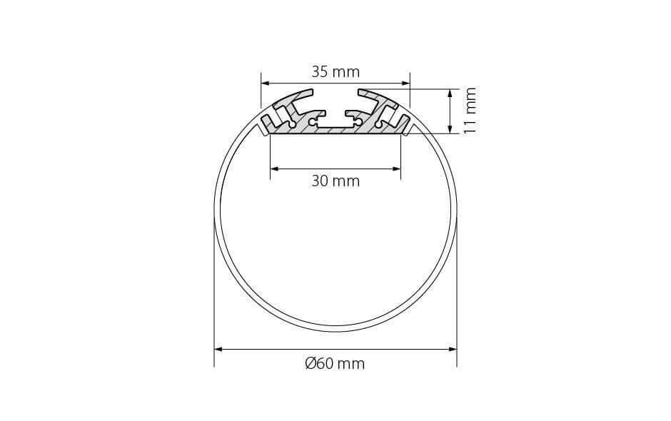 Профиль с рассеивателем Arlight SL-ROUND-D60-2500 ANOD+OPAL 020474