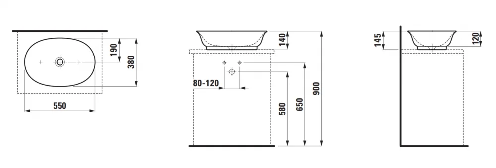 Раковина накладная Laufen New Classic 8.1285.2.757.112.1 белый