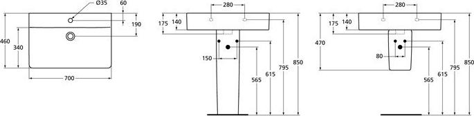 Раковина 70 см Ideal Standard Connect Cube E773801, белый