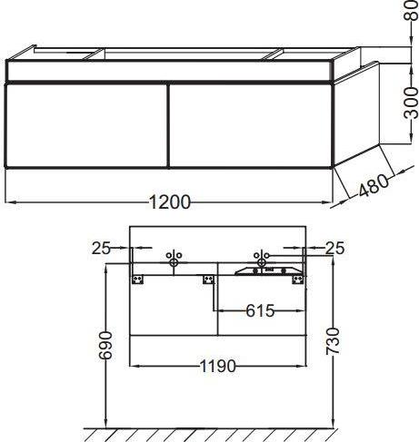 Тумба под раковину 120 см Jacob Delafon Terrace EB1188-F26 фиолетовый