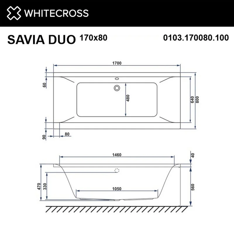 Акриловая ванна Whitecross Savia Duo 0103.170080.100.RELAX.CR белый